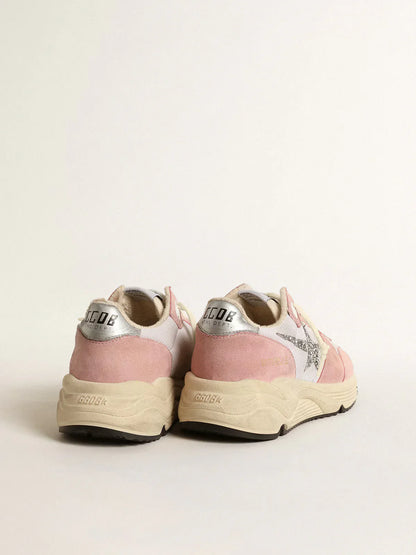GGDB - Running Sole pour femme en résille grise et daim avec étoile à paillettes argentées